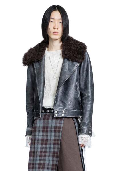  Ann Demeulemeester Binus Distressed Shearling Leather Jacket 