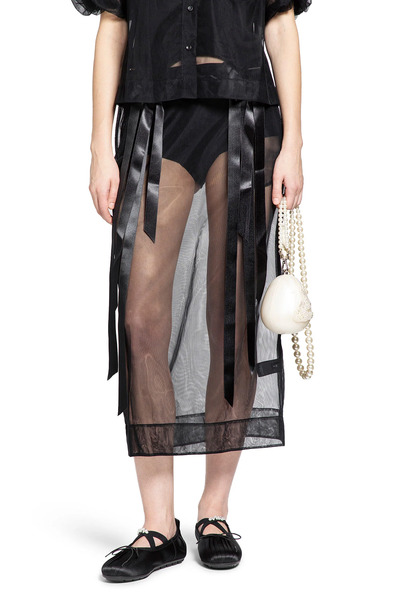  Simone Rocha Sheer Bow Ribbon Pencil Skirt 
