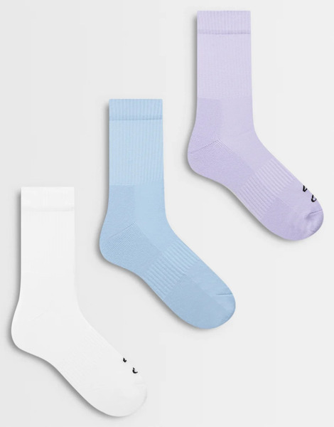  4505 Icon Running Socks With Arch Support And Anti-bacterial Finish In White, Periwinkle, Light Blue-multi 