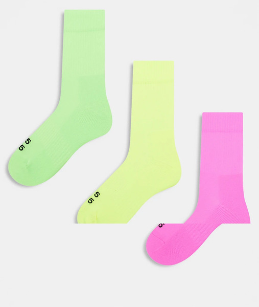  4505 Icon Running Socks With Arch Support And Antibacterial Finish In Neon Pink, Yellow, Green-multi 