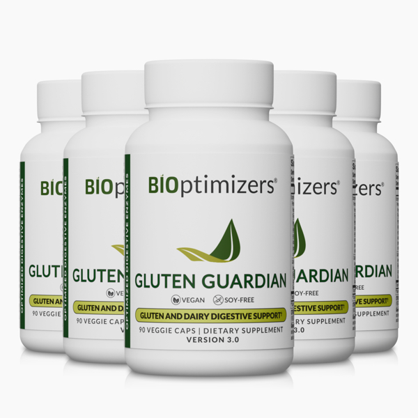  Bioptimizes Inc. Gluten Guardian (90 Caps) - 5 Bottles - Subscription 