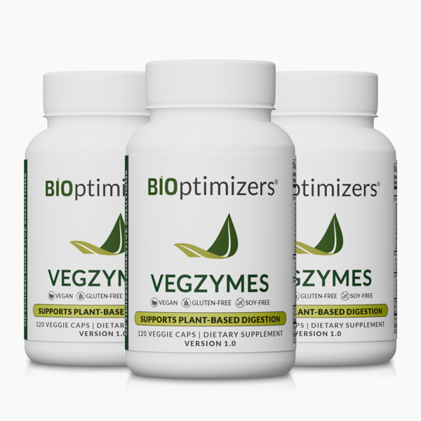  Bioptimizes Inc. Vegzymes (120 Caps) - 3 Bottles - Subscription 