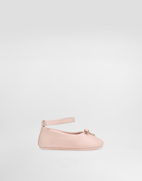  Dolce & Gabbana Nappa Leather Ballet Flats With Logo - Woman Newborn Girls Shoes (16-20) Pink Leather 16 
