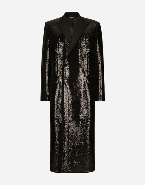  Dolce & Gabbana Sequined Double-breasted Coat - Man Coats And Jackets Black Scuba 44 