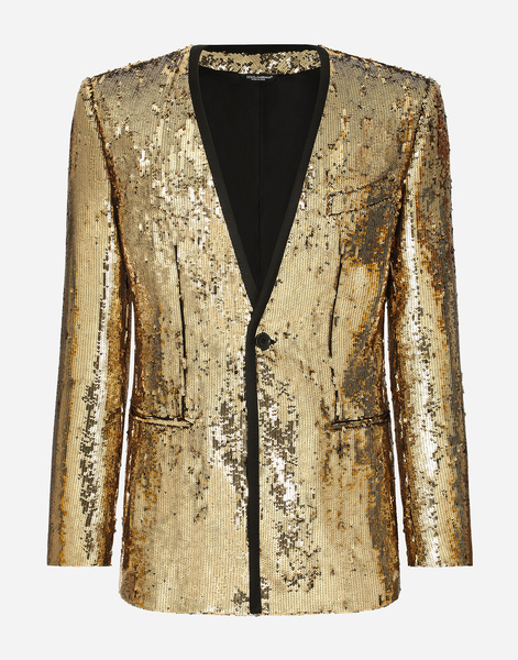  Dolce & Gabbana Sequined Sicilia-fit Jacket - Man Suits And Blazers Gold 48 
