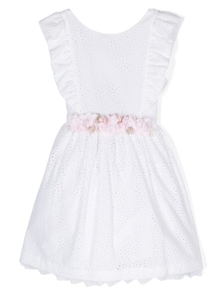  Amaya Brooch-detail Broderie-anglaise Dress - White 