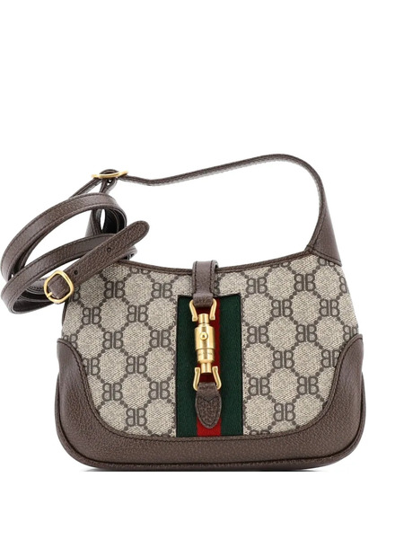  Balenciaga Pre-owned X Gucci The Hacker Project Jackie 1961 Hobo Bb Coated Canvas Mini Shoulder Bag - Brown 