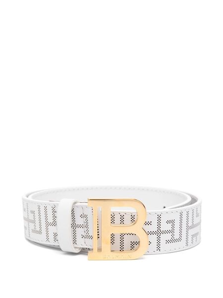  Balmain Kids Logo-buckle Belt - White 