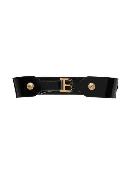  Balmain Kids Logo-buckle Leather Belt - Black 