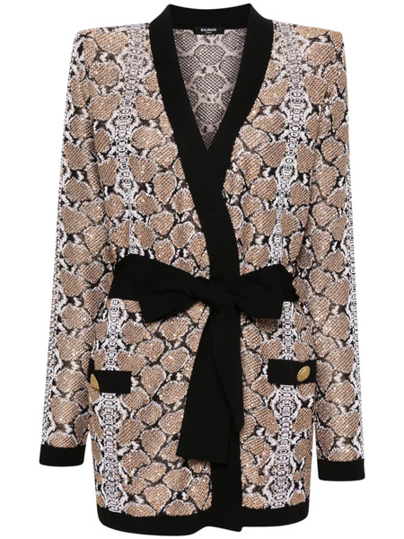  Balmain Python-pattern Cardigan - Brown 
