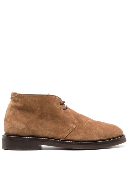  Brunello Cucinelli Lace-up Suede Ankle Boots - Brown 