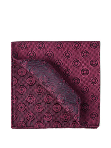  Brunello Cucinelli Medallion-print Silk Pocket Square - Red 