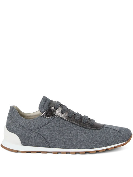  Brunello Cucinelli Wool Leather Sneakers - Grey 
