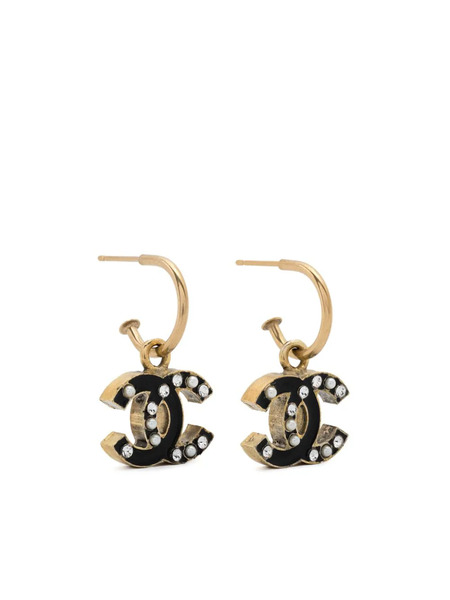  Chanel Pre-owned 2007s Cc-logo Drop Earrings - Black 