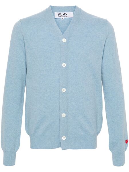  Comme Des Garçons Play Heart-patch Wool Cardigan - Blue 
