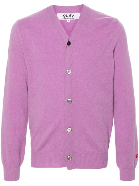  Comme Des Garçons Play Heart-patch Wool Cardigan - Purple 