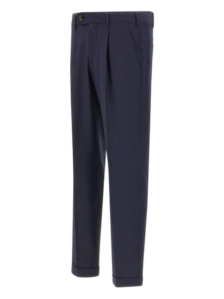  Devore Pleated Front-button Trousers - Blue 