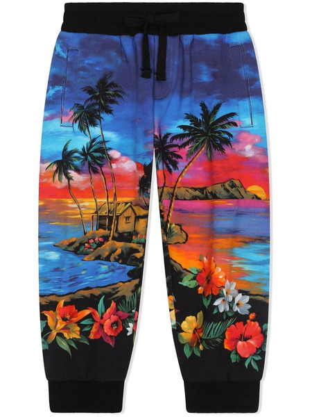  Dolce & Gabbana Kids Graphic-print Tapered Sweatpants - Black 