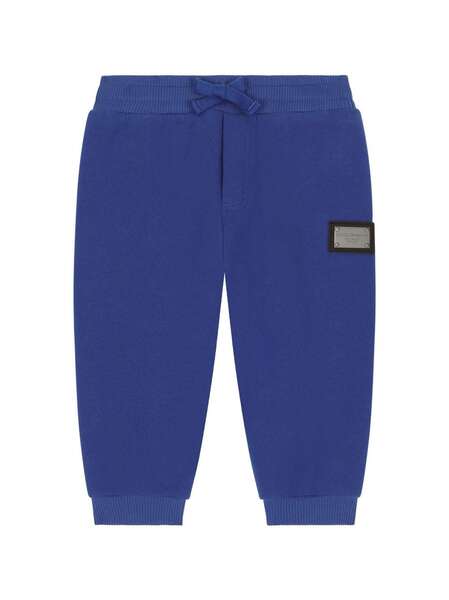  Dolce & Gabbana Kids Logo-plaque Cotton Track Trousers - Blue 