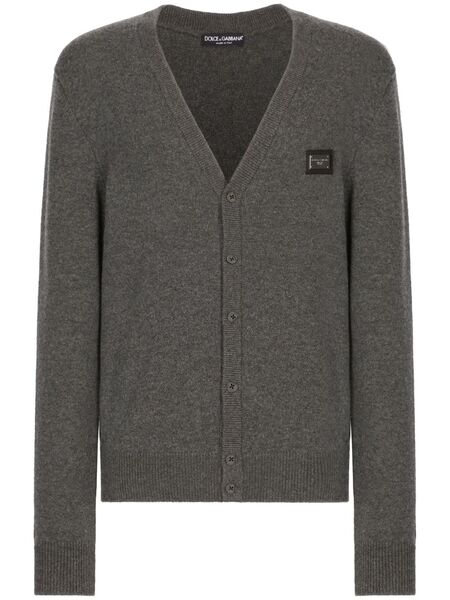  Dolce & Gabbana Logo-plaque Wool-blend Cardigan - Grey 