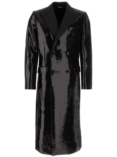  Dolce & Gabbana Sequin-embellished Double-breasted Coat - Black 
