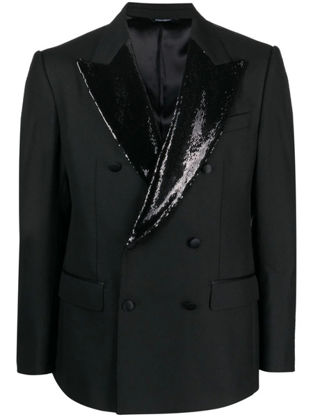  Dolce & Gabbana Sequin-lapel Double-breasted Blazer - Black 