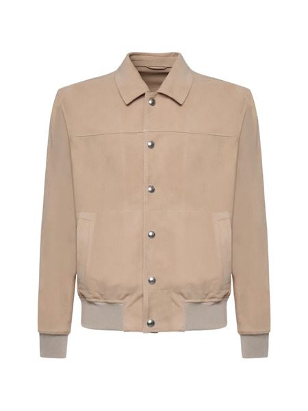  Eleventy Buttoned Suede Jacket - Neutrals 