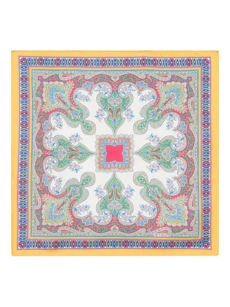  Etro Floral Paisley Silk Pocket Square - White 