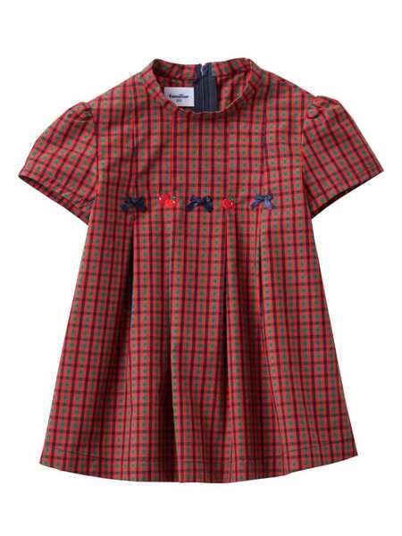  Familiar Checked Cotton Dress - Red 