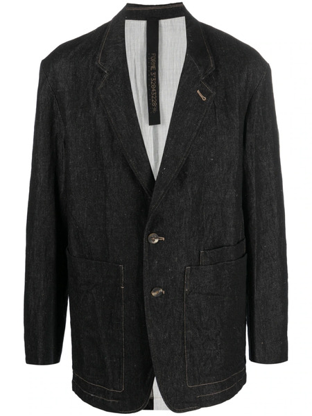  Forme D'expression Patch-pockets Denim Blazer - Black 
