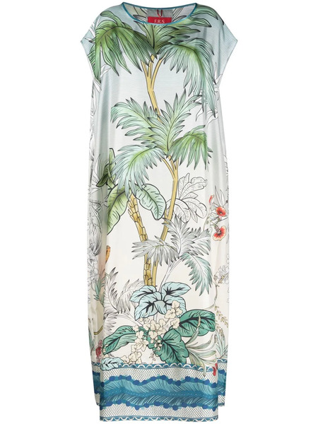  F.r.s For Restless Sleepers Graphic-print Silk Maxi Dress - Neutrals 