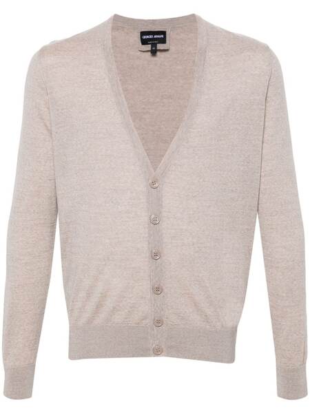  Giorgio Armani V-neck Wool Cardigan - Neutrals 