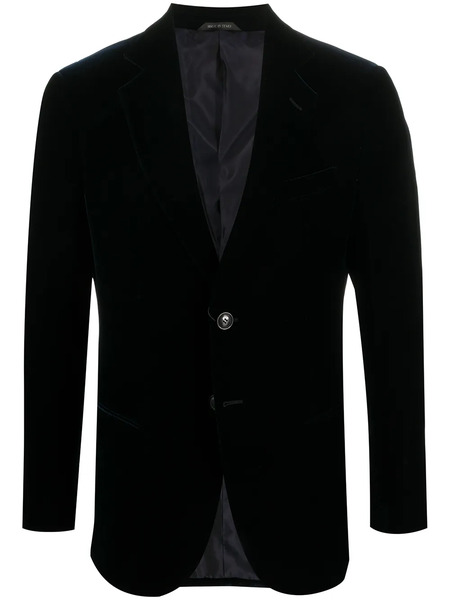  Giorgio Armani Velvet Single-breasted Blazer - Blue 