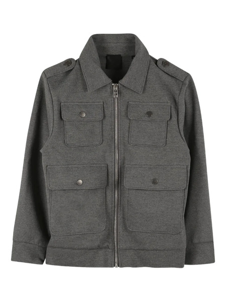  Givenchy Kids Military-style Zip-up Jacket - Grey 