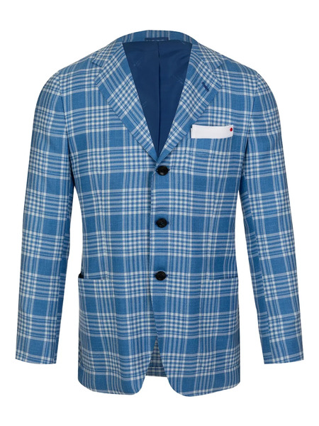  Kiton Check-pattern Pockets Blazer - Blue 