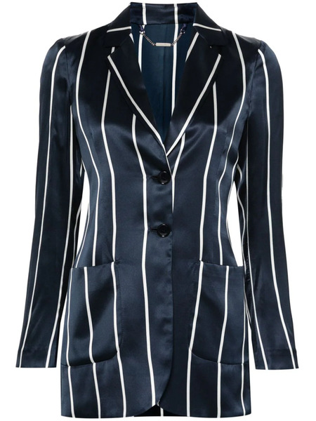  Kiton Striped Silk Blazer - Blue 