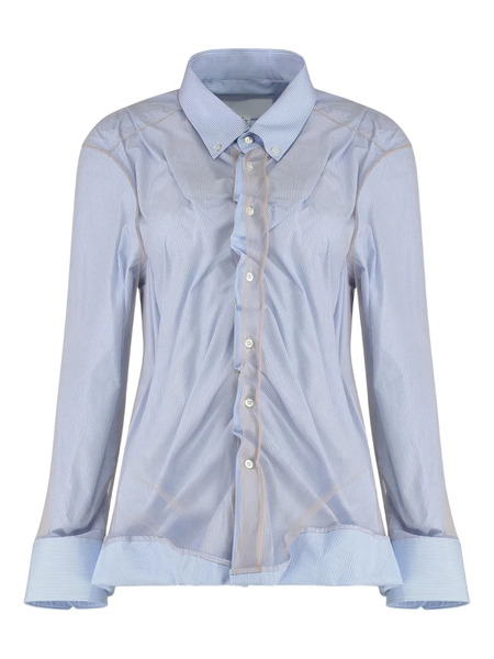  Maison Margiela Striped Gathered Shirt - Blue 