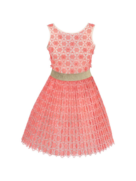  Manoush Flower Appliqué Pleated Dress - Pink 