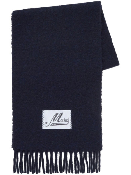  Marni Logo-appliqué Alpaca Scarf - Blue 