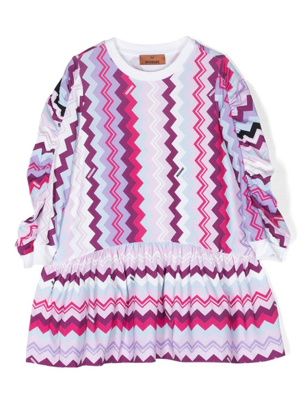 Missoni Kids Zigzag-print Stretch-cotton Dress - Purple 