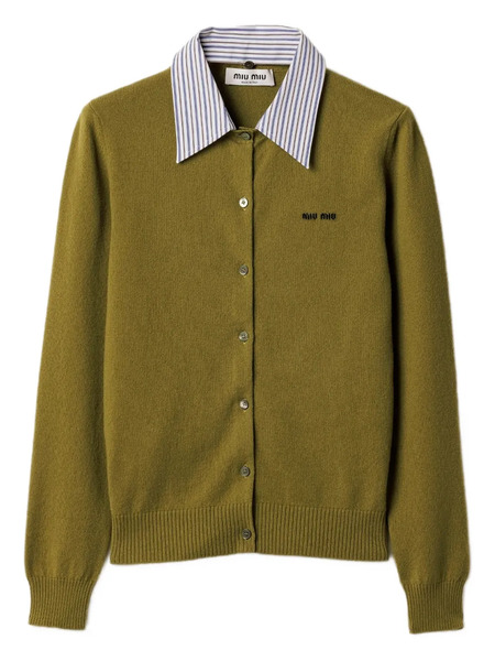  Miu Miu Detachable-collar Cashmere Cardigan - Green 