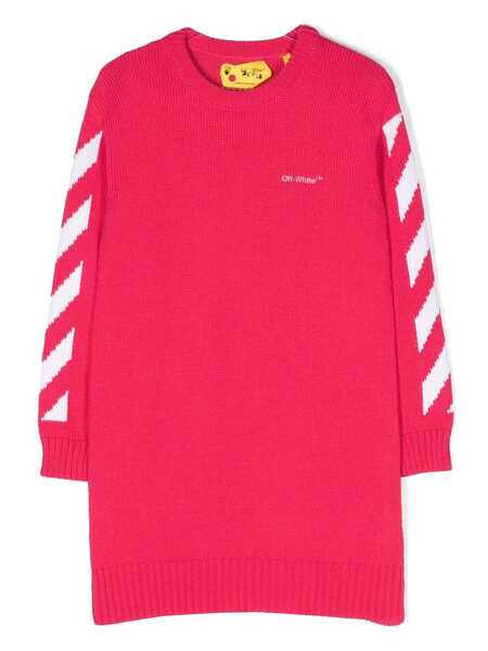  Off-white Kids Arrows-print Long-sleeved T-shirt Dress - Pink 