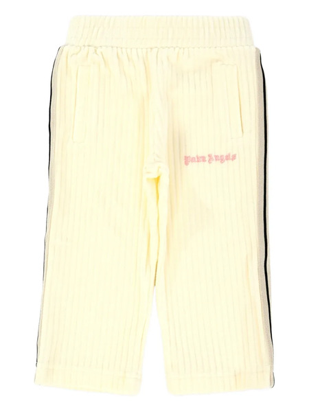 Palm Angels Kids Ribbed-panel Side-stripe Trousers - Neutrals 