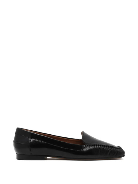  Pollini Scallop-trim Leather Loafers - Black 