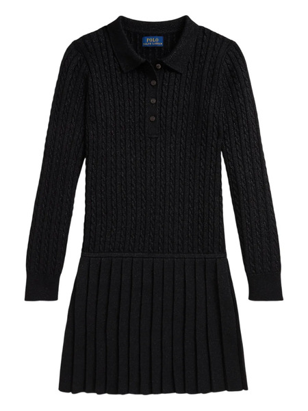  Polo Ralph Lauren Kids Cable-knit Pleated Dress - Black 