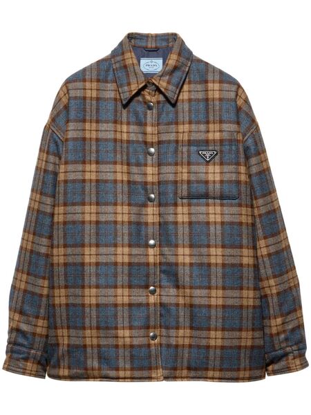  Prada Checked Wool-twill Lumberjack Jacket - Brown 