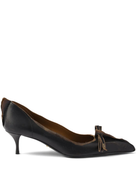  Prada 55mm Antiqued Leather Pumps - Black 