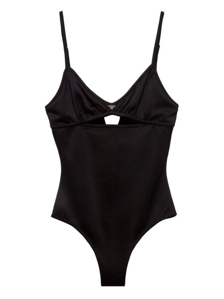  Prada Triangle-logo Cut-out Swimsuit - Black 