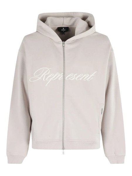  Represent Script Logo Zip-up Hoodie - Neutrals 