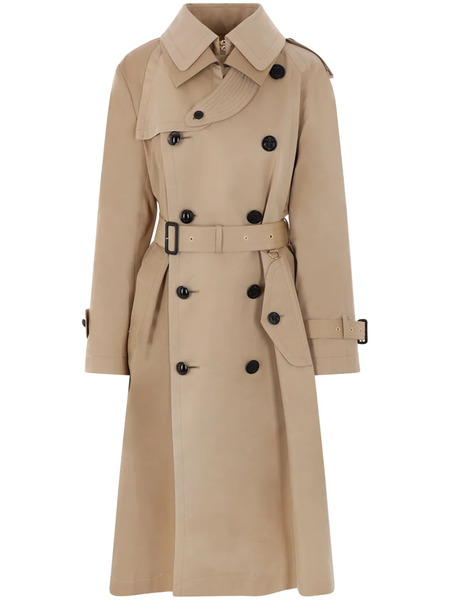  Sacai Double-breasted Twill Trench Coat - Neutrals 